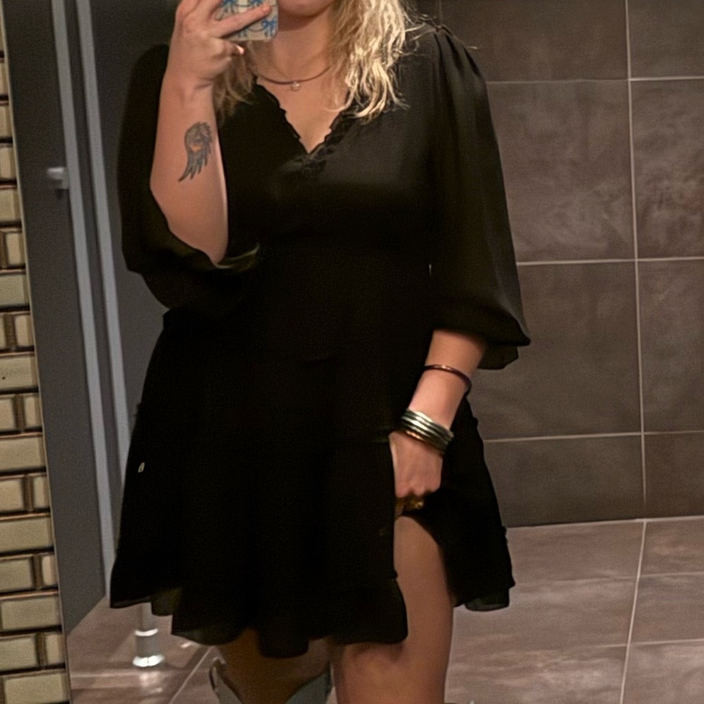 Black ruffle dress, worn twice.